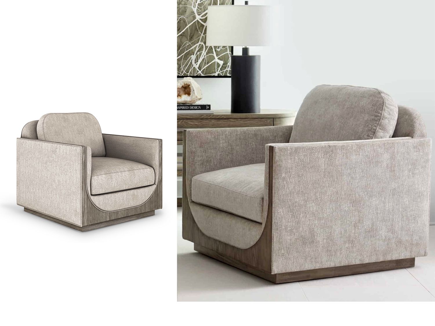 Angular Modern Upholstered Armchair, Ash Wood Angular Modern Upholstered Armchair, Ash Wood