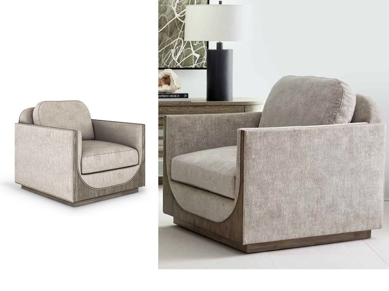 Angular Modern Upholstered Armchair, Ash Wood