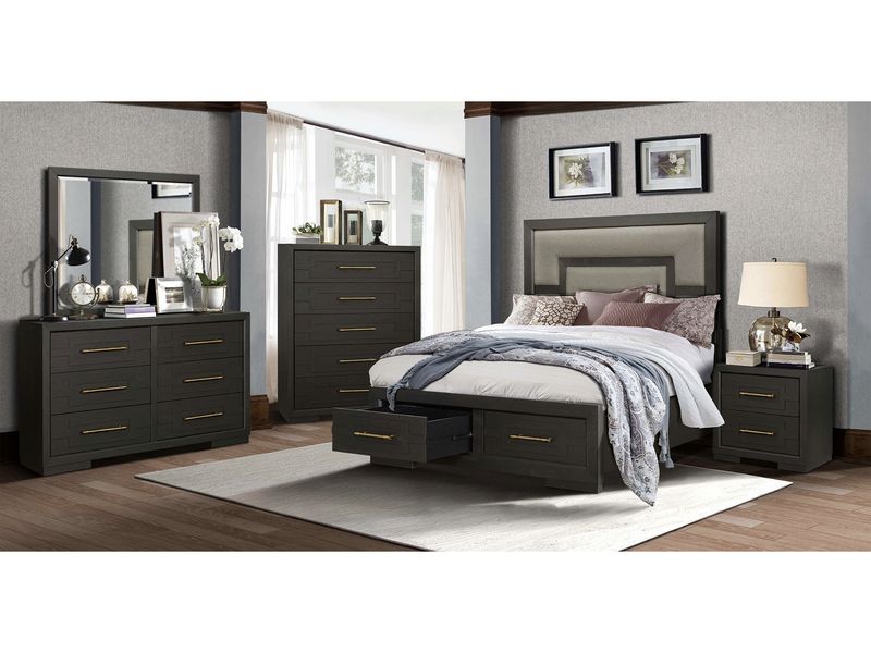 Contemporary King Panel Storage Bedroom Set