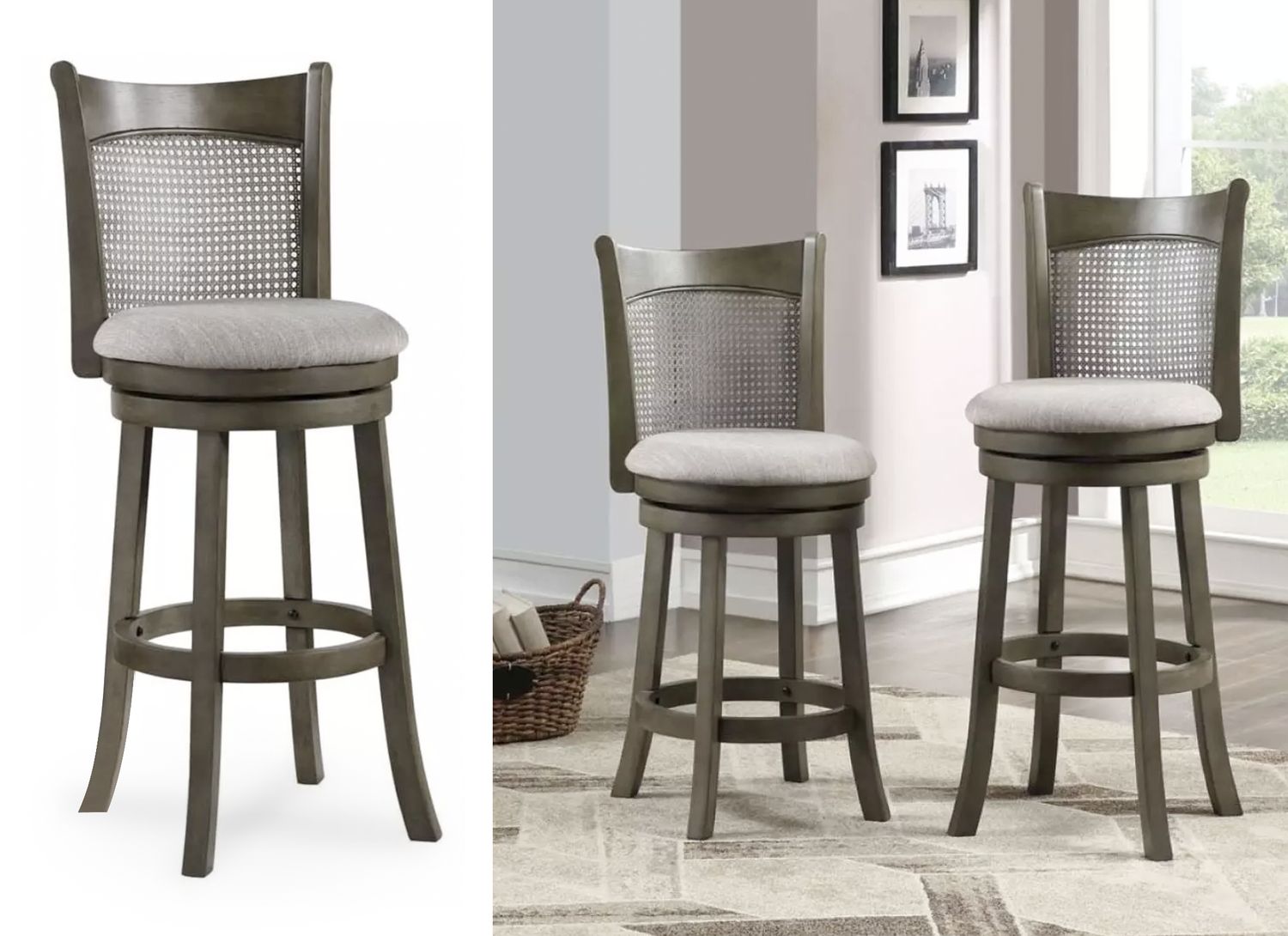 29&quot; Bar or 24&quot; Counter Swivel Cane Stools