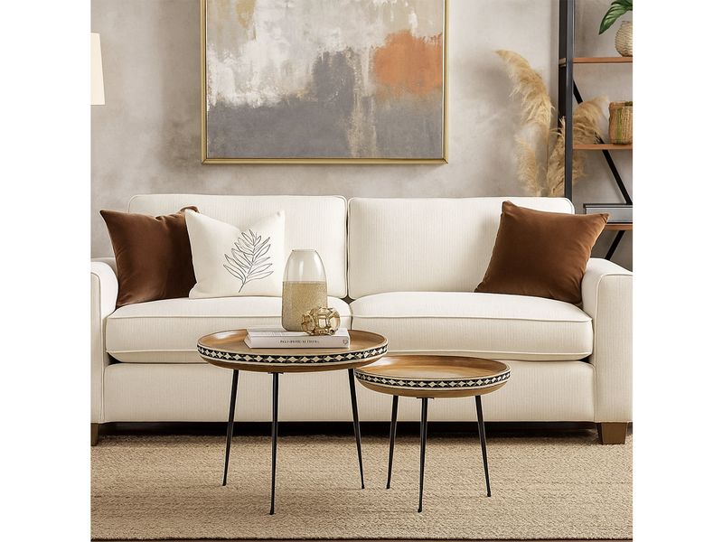 Round Boho Wooden Nesting Table