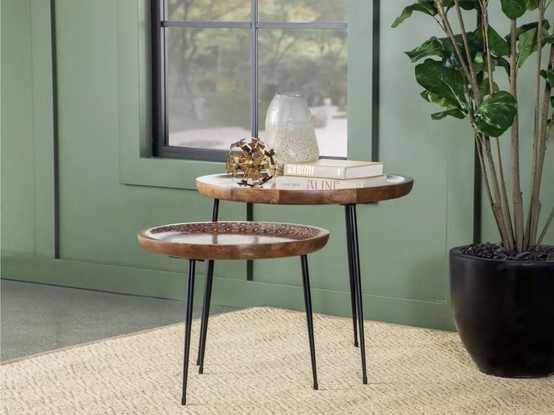 Hand-painted Round Boho Nesting Table