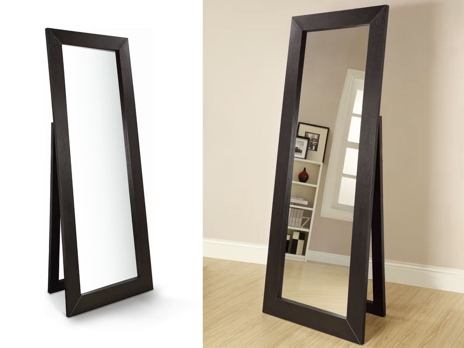 Dark Stained Wooden Standing Mirror Dark Stained Wooden Standing Mirror