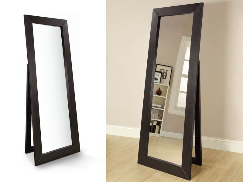 Dark Stained Wooden Standing Mirror