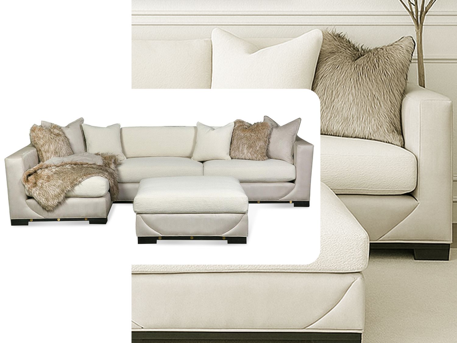 Sleek L Sectional, Pearl White