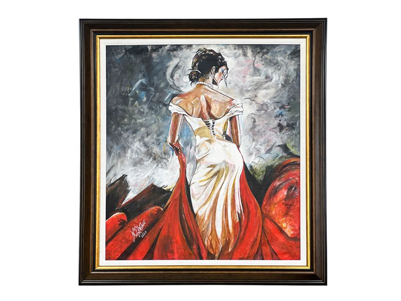 37&quot; x 34&quot; | Unique Figurative Painting by Nelson, &quot;Waltz&quot;, Framed, Acrylic on Canvas