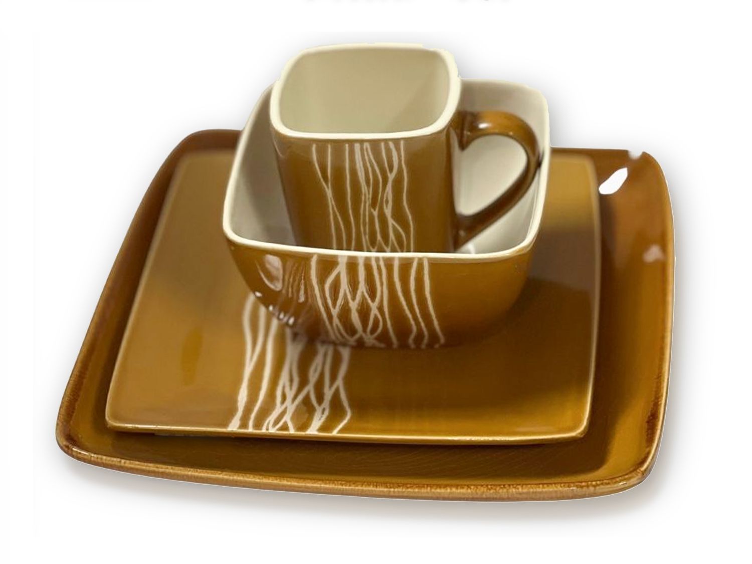 4 PCS, Wheat Stoneware Dinnerware Set, Gold