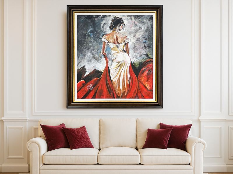 37" x 34" | Unique Figurative Painting by Nelson, "Waltz", Framed, Acrylic on Canvas