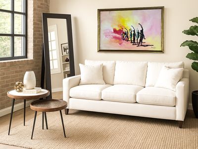 30" x 40" | Unique Figurative Painting by Richard Hall, "Joyful Dance", Framed, Acrylic on Canvas