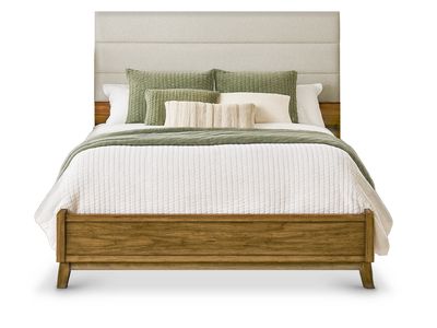 Upholstered Queen Bed Set, Grain Finish