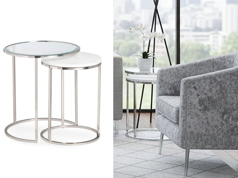 Sleek Round Silver-Nested Accent Table