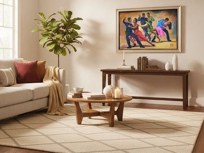 28" x 16" | Unique Figurative Painting by Campbell, "Waltz", Framed, Acrylic on Canvas
