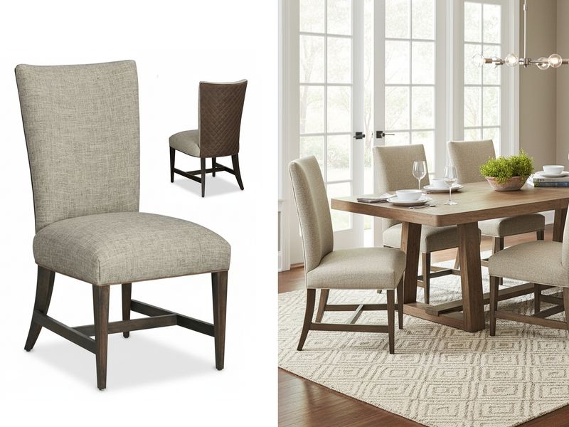 Leather Back Upholstered Side Chair