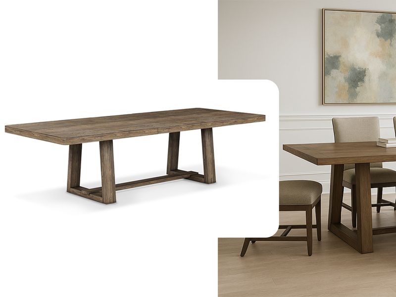 Trestle Oak Finish Dining Table