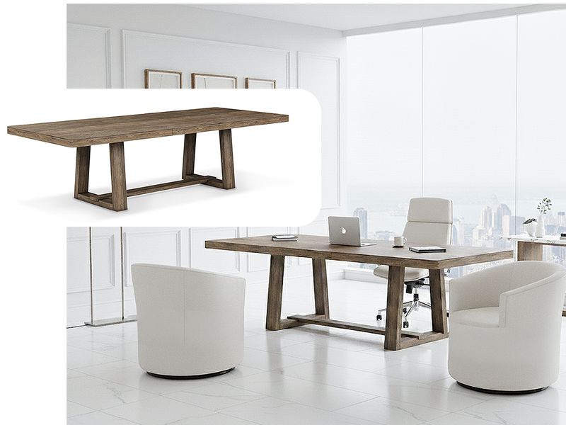 Trestle Oak Finish Desk