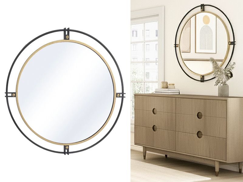 Metal Gilded Frame Round Mirror