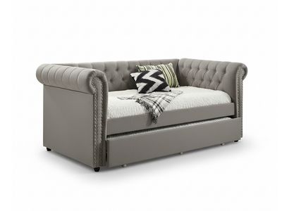 Tufted Daybed with Trundle, Grey