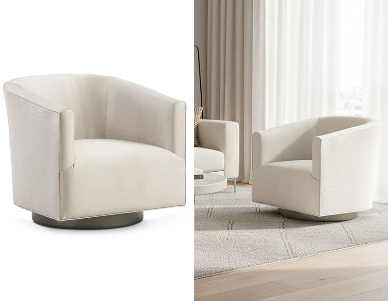 Barrel Swivel Armchair, Light Beige