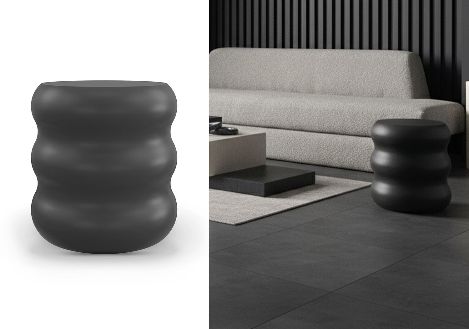 Matte Black Round End Table