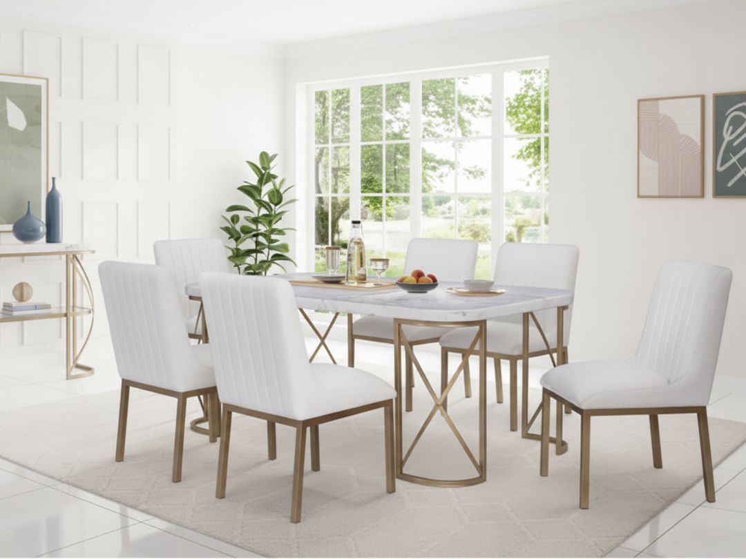 7 pc Marble Top Dining Room Set