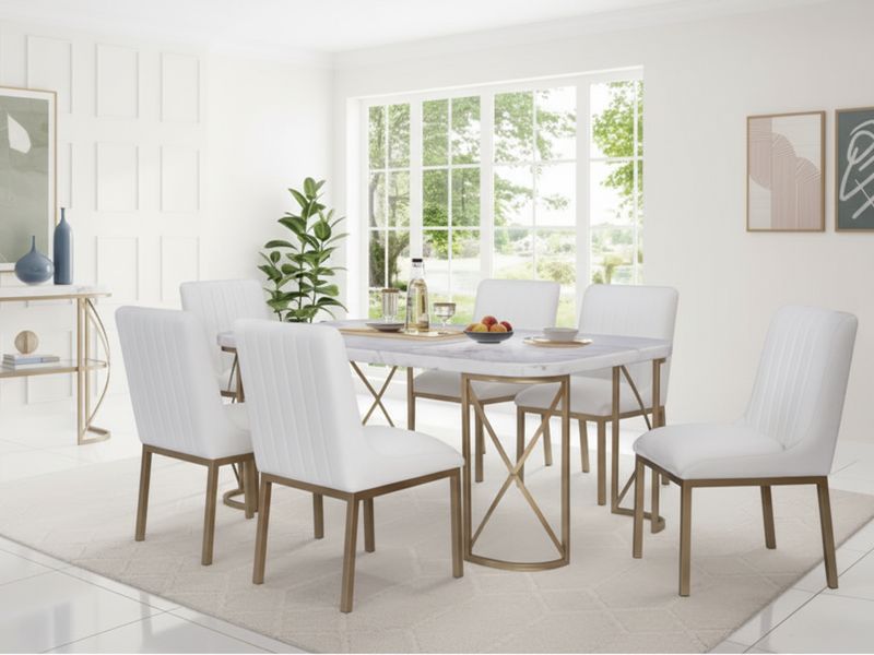 7 pc Marble Top Dining Room Set