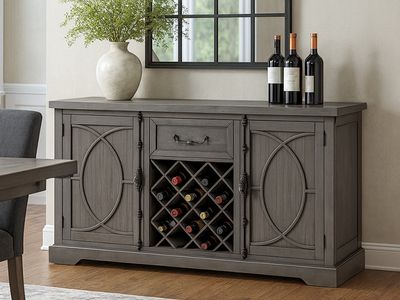 Weathered Grey Server/Sideboard/Console with Wine Storage