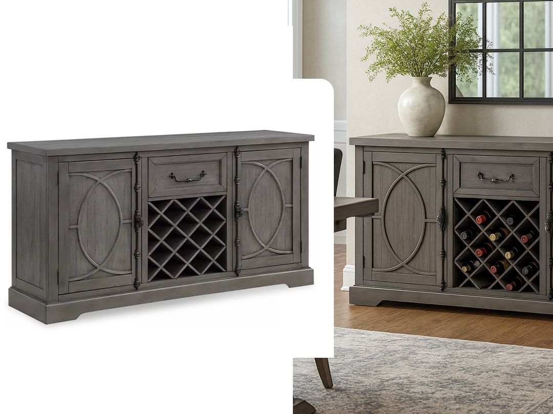 Weathered Grey Server/Sideboard/Console with Wine Storage