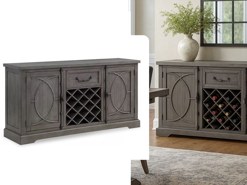 Weathered Grey Server/Sideboard/Console with Wine Storage