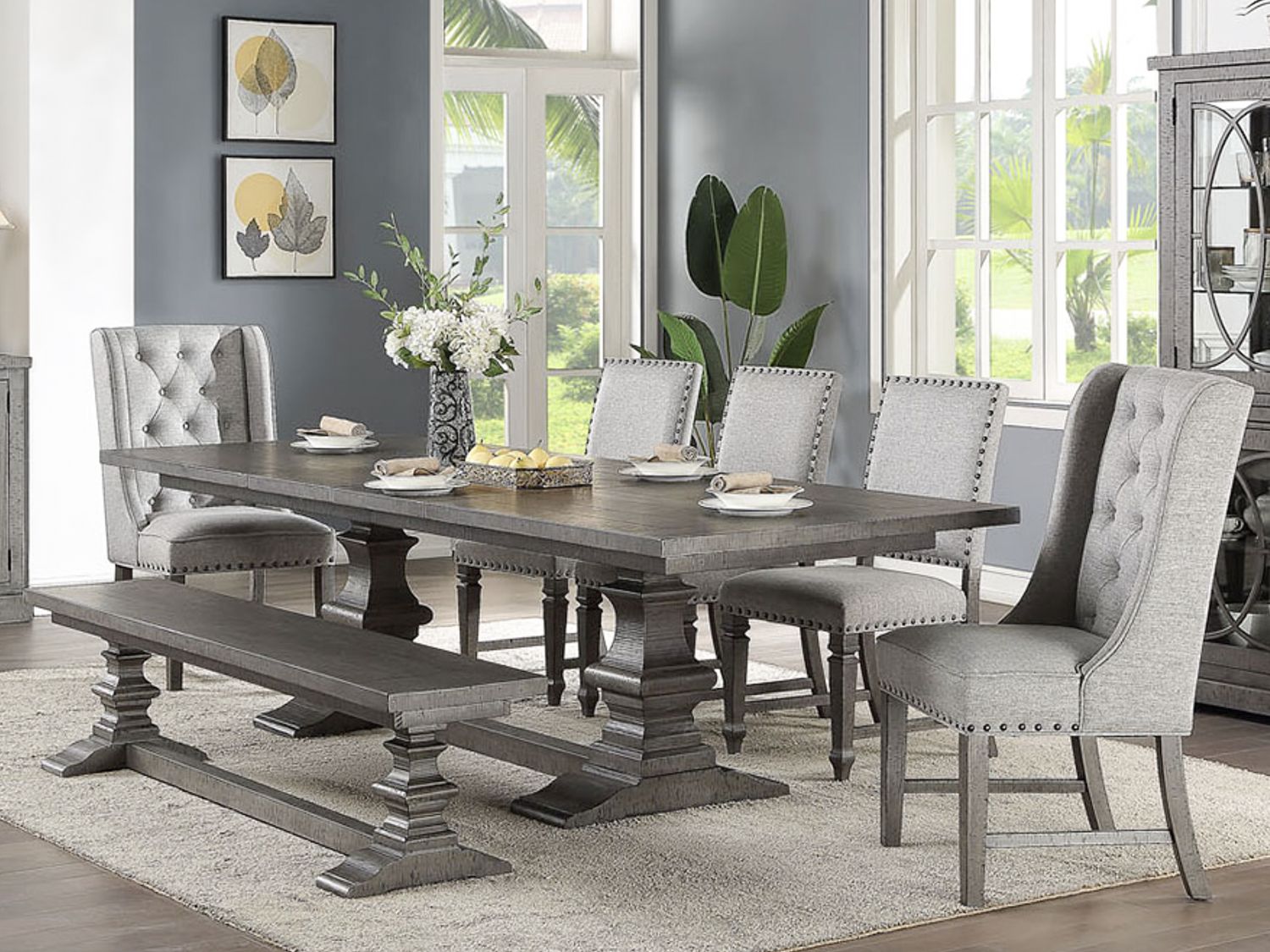 7 pc Traditional Dining Set with Bench
