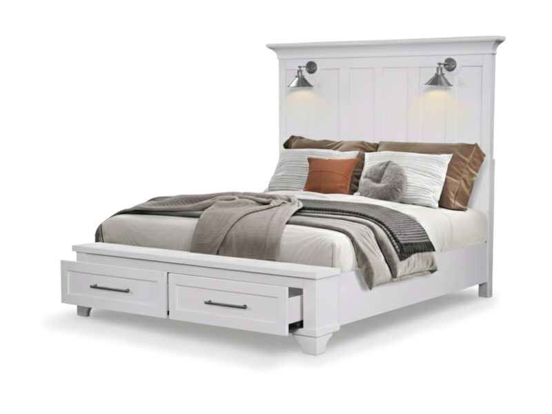 Panel Bedroom Set With Light, White