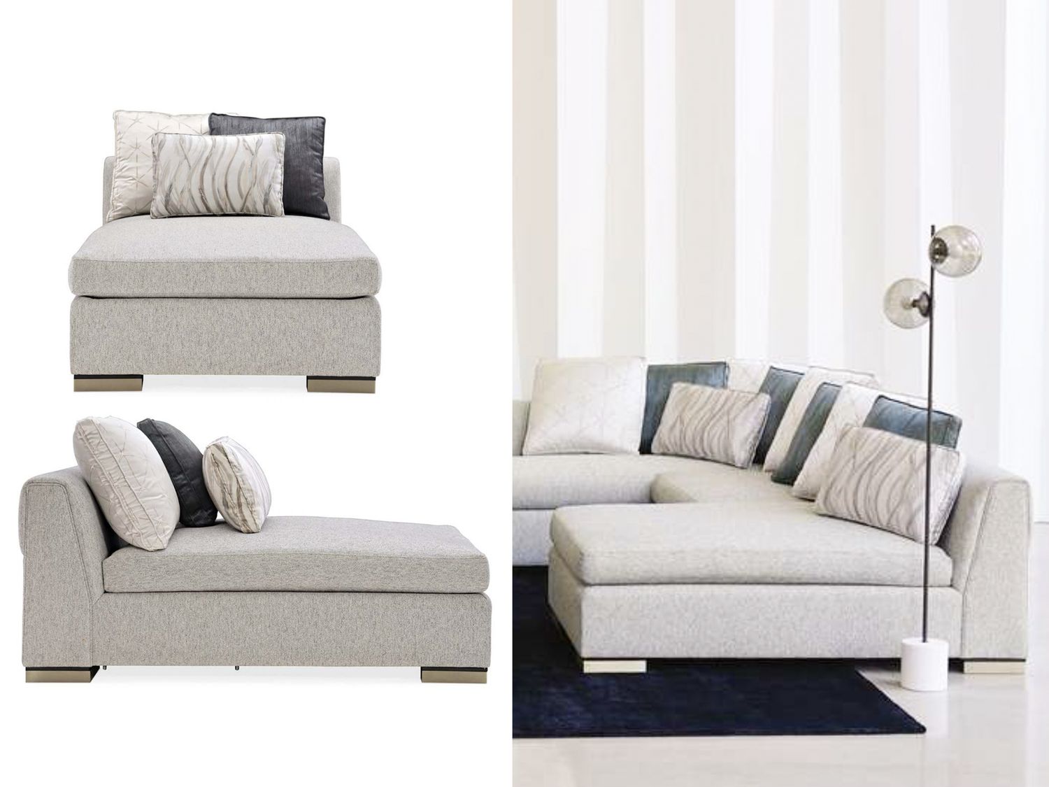 Soft Axis Armless Chaise, Greys, Sate and Taupe