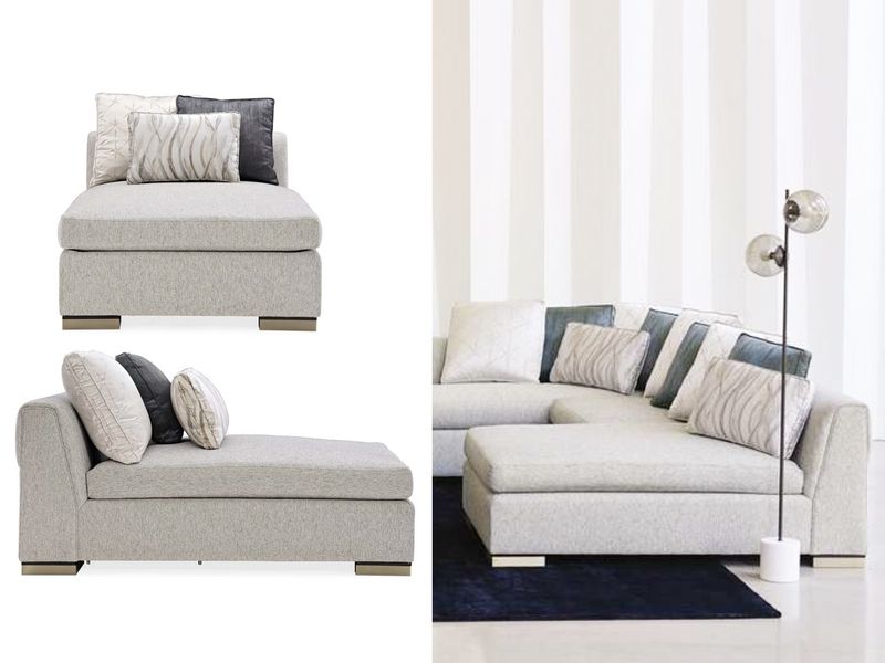 Soft Axis Armless Chaise, Greys, Sate and Taupe