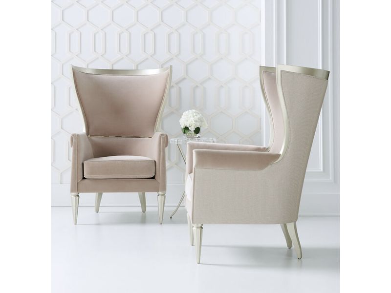 Gilded Muse Accent Chair, Blush-Beige, Champagne-Toned