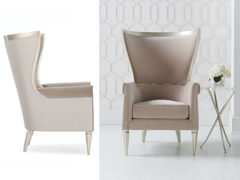 Gilded Muse Accent Chair, Blush-Beige, Champagne-Toned