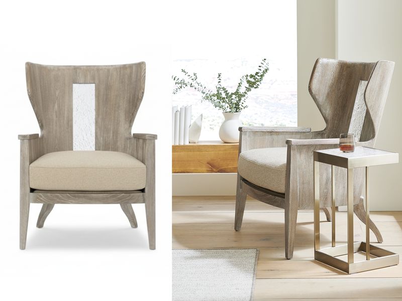 Sculpted Wood Frame Accent Chair, Soft Cream