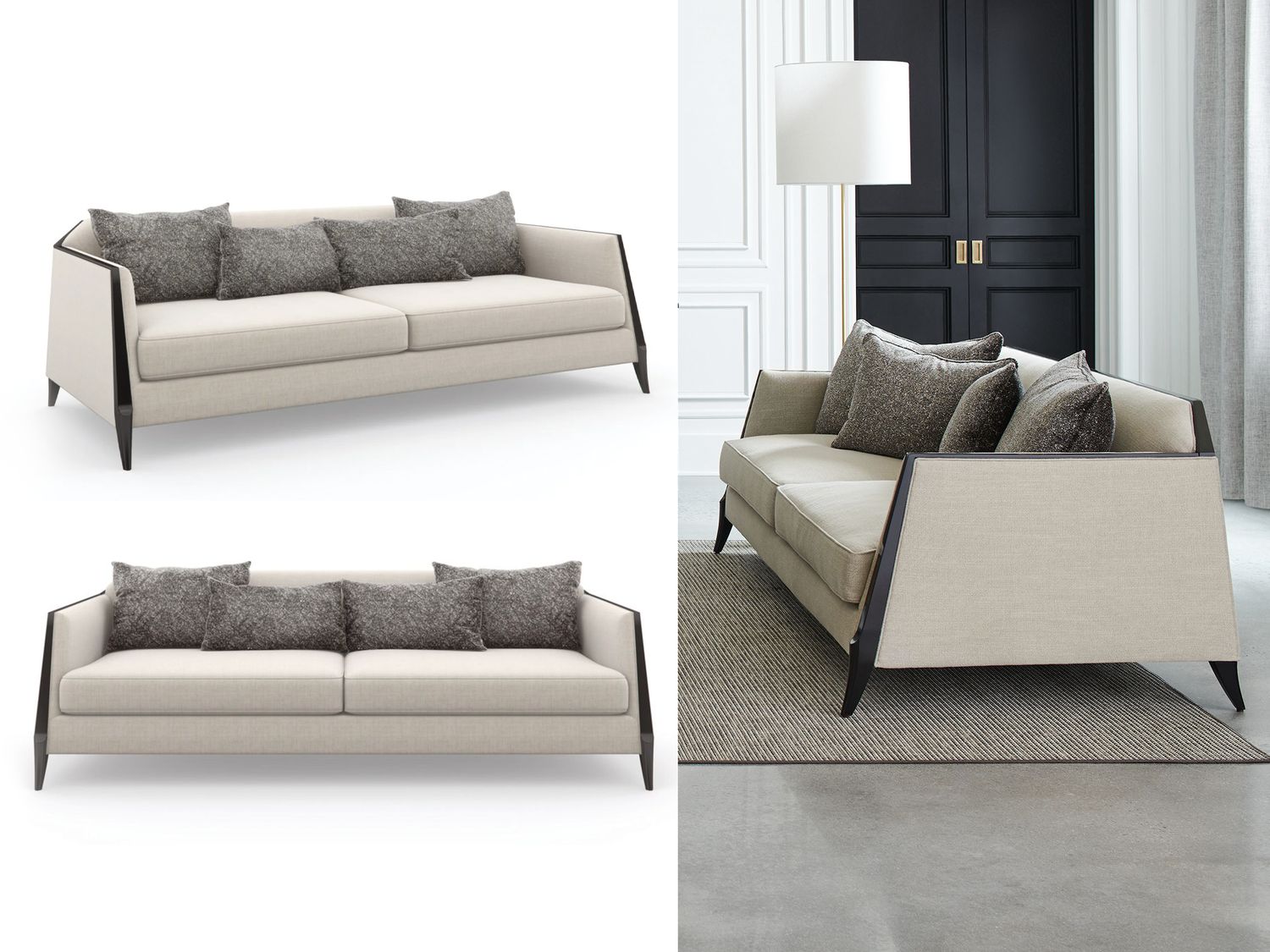 Saddle Line Minimalist Sofa, Light Beige