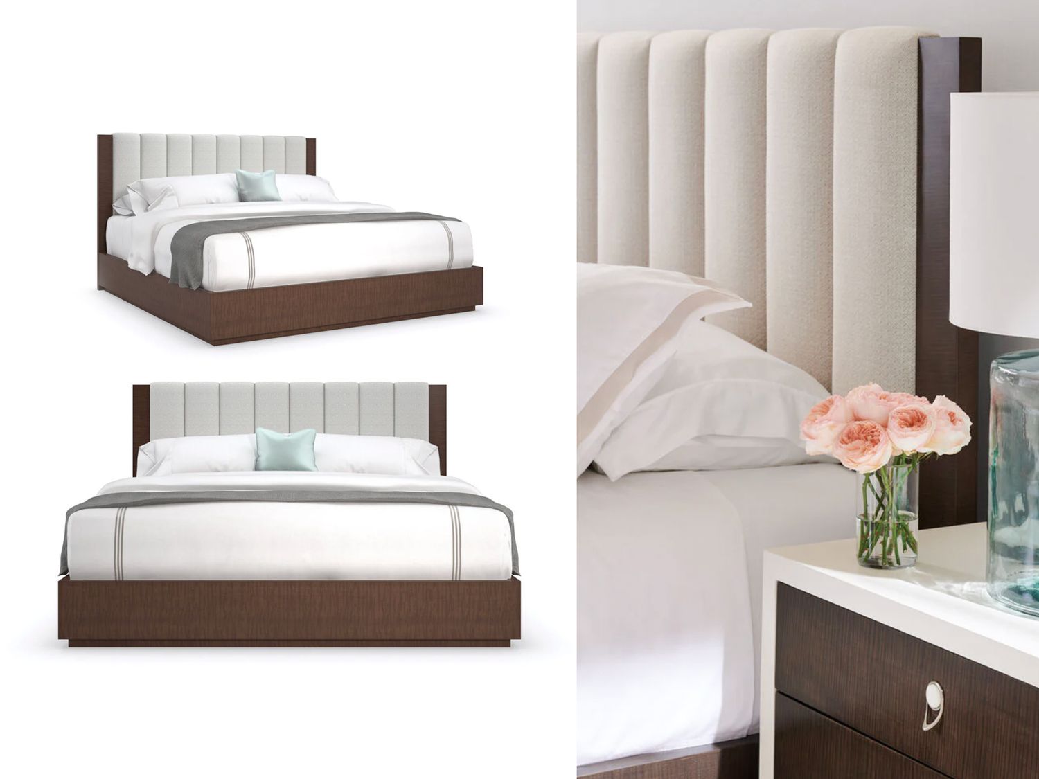 Brunette Wood Frame Upholstered Bed King