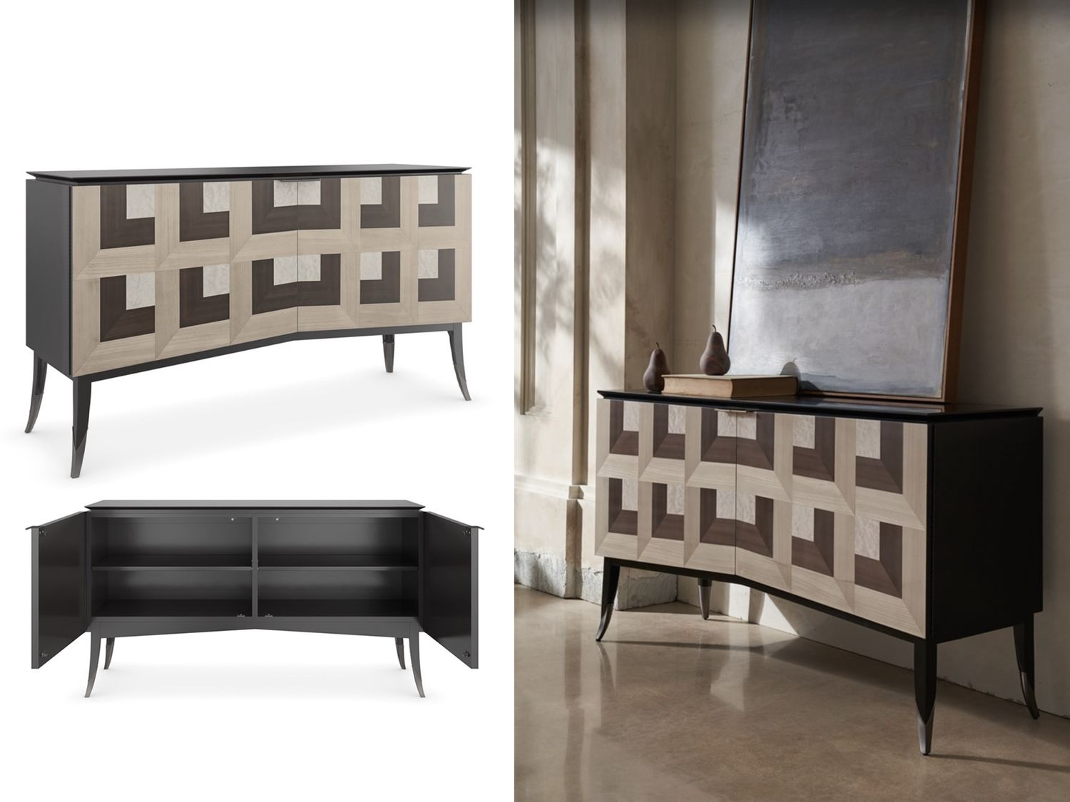 Parquet Noir Curved Chest, TV/Entertainment Stand/Console