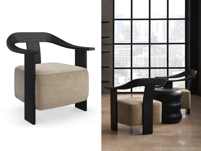 Basalt Curve Sculpted Accent Chair, Warm Taupe