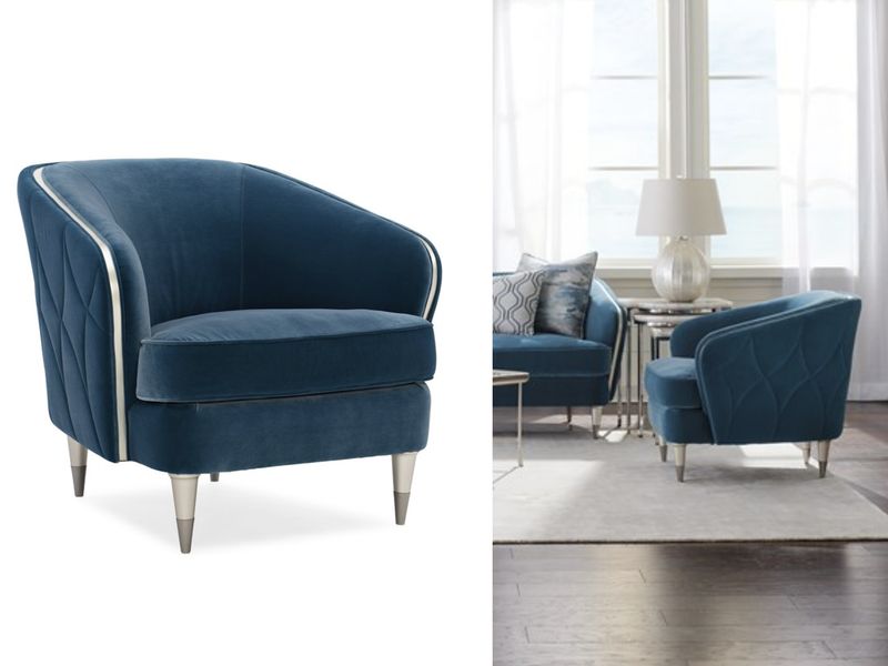 Prussian Curve Upholstered Accent Chair, Blue