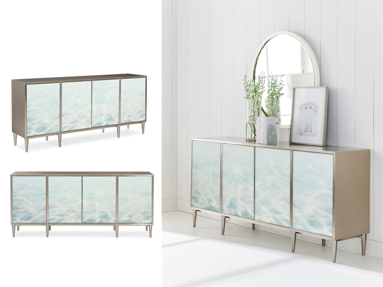 Aqua Whisper Console/ TV/Entertainment Stand, Aqua, Pale Blue Tones
