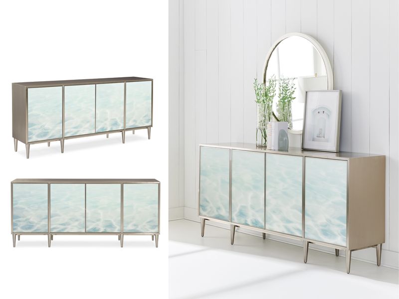 Aqua Whisper Console/ TV/Entertainment Stand, Aqua, Pale Blue Tones