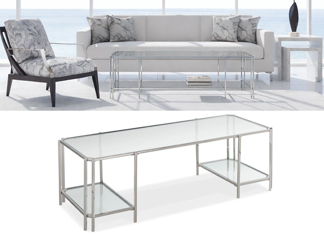Silver Current Glass Top Cocktail Table