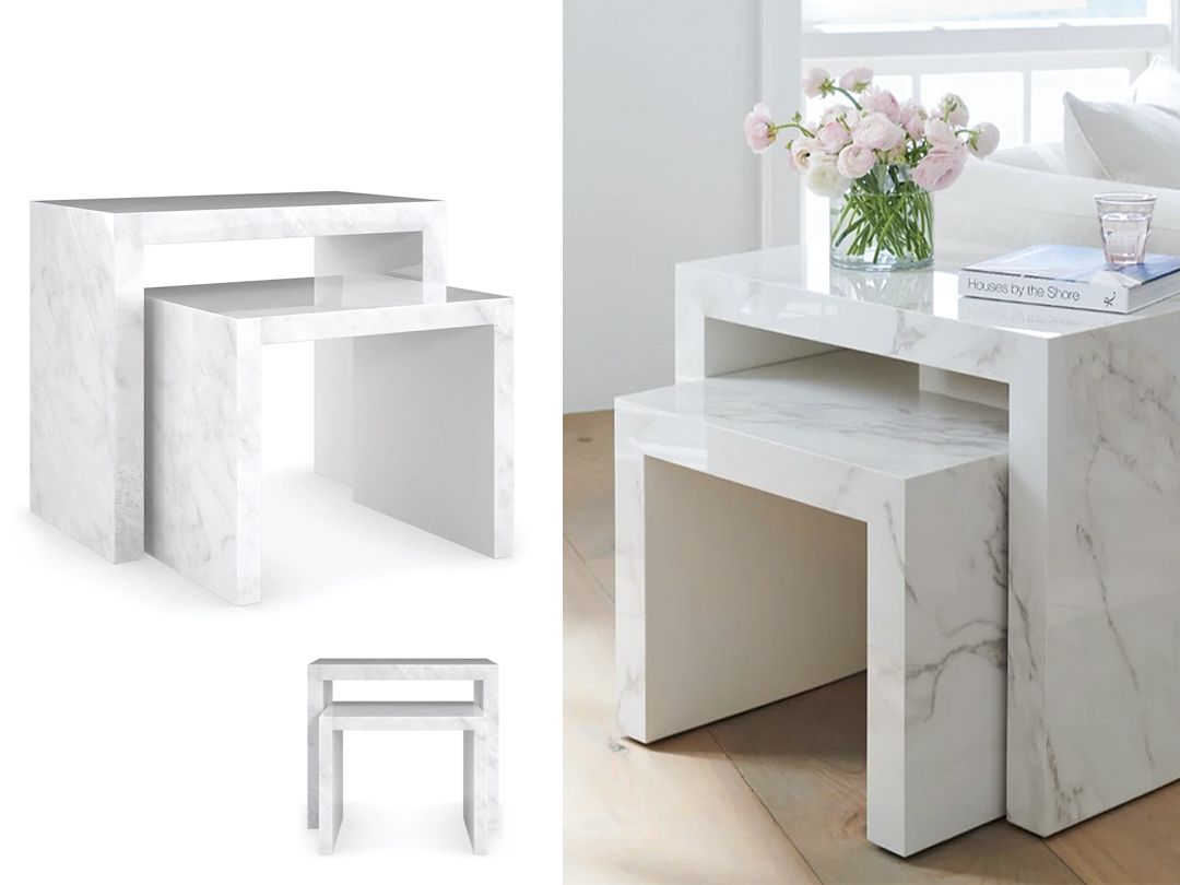 Marble Faux Stone Nesting Table