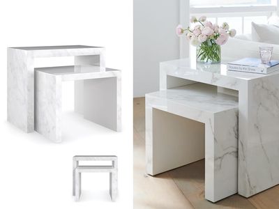 Marble Faux Stone Nesting Table