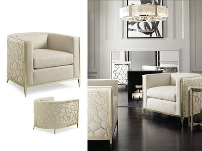 Gilded Lattice Gold Barrel Chair