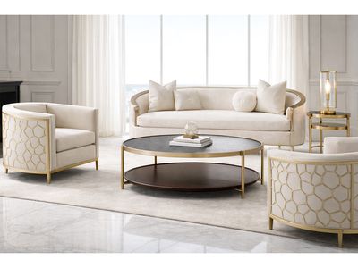 Gilded Lattice Gold Barrel Chair