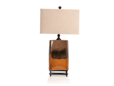 Brown Ceramic Metal Coaston Finish Glazed Table Lamp