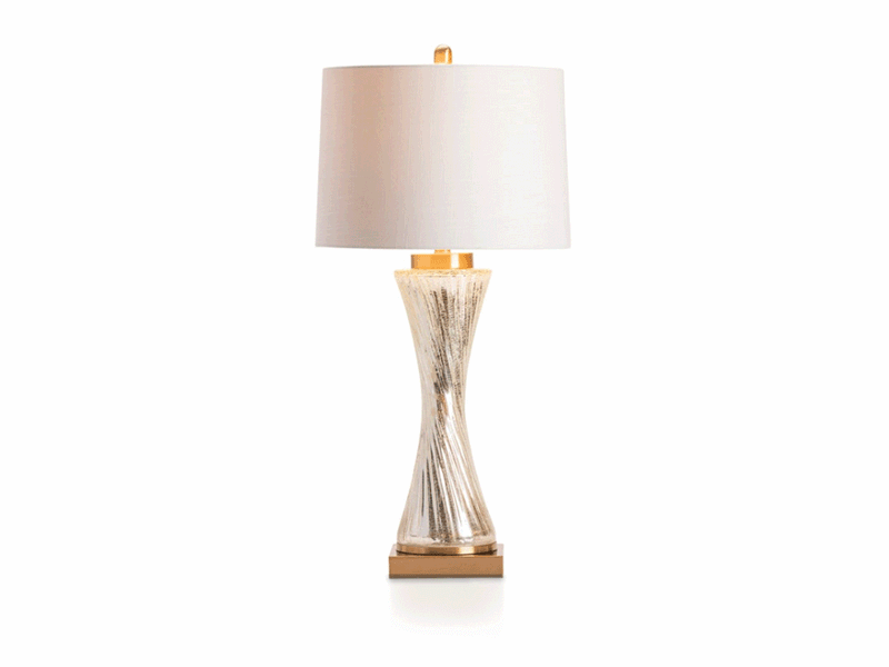 Silver Glass, Metal Twist Table Lamp