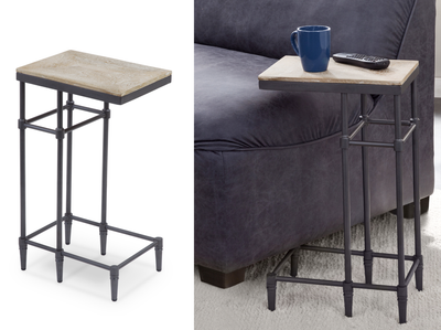 Industrial Square Wood Top End Table